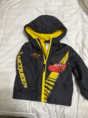 Disney Lightning McQueen Black & Yellow Hooded Kids Jacket